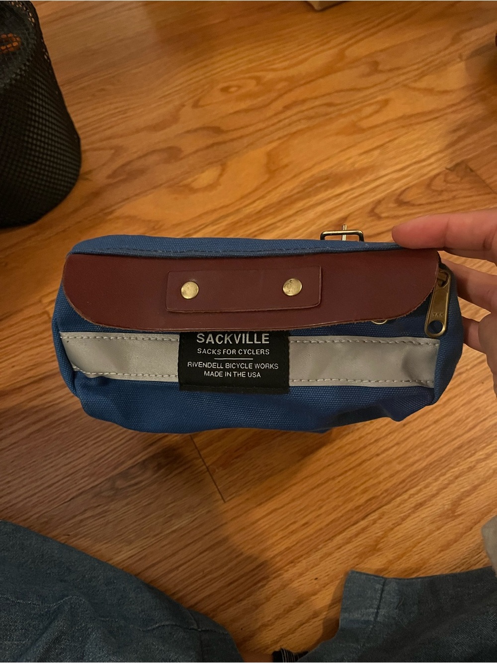 Sackville Rivendell Saddlebag Blue Canvas & Brown Leather